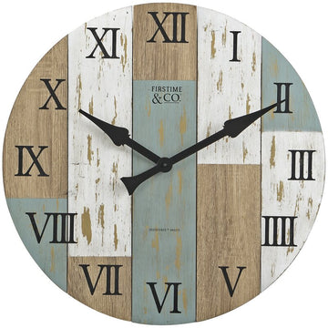 Thenia Oversized Round Wood 27" Vintage Wall Clock